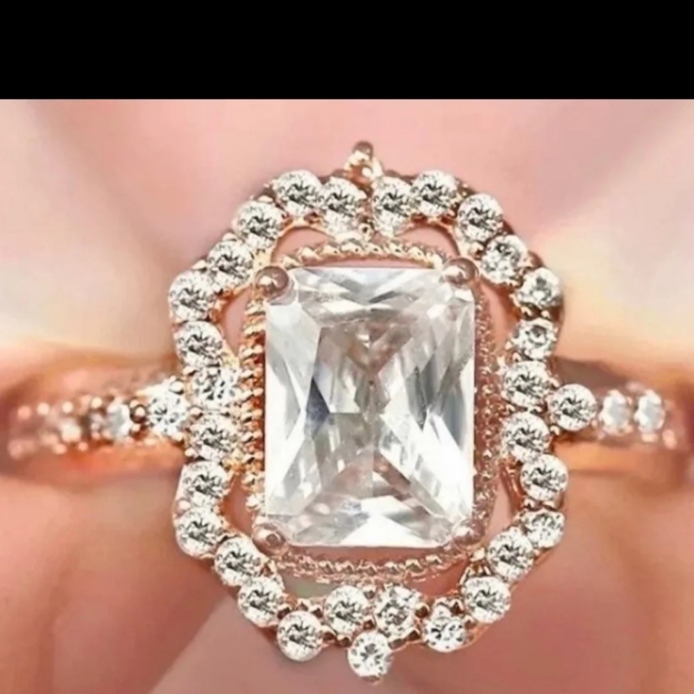 Rose Gold White Sapphire Solitaire Ring Sz 6 or 8 - Picture 9 of 9